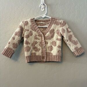 Jessica Simpson beige animal print soft chenille button up cardigan 6-9 months